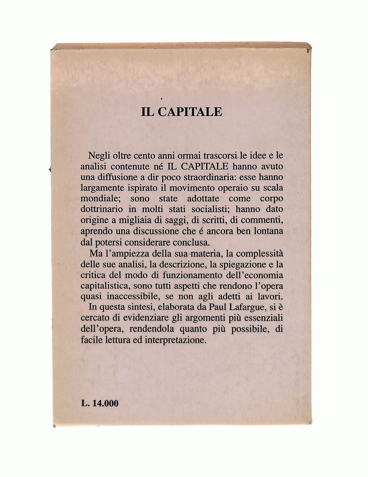 EBOND Il Capitale Marx Estratti Di Paul Lafargue Editrice Reprint Libro LI042284