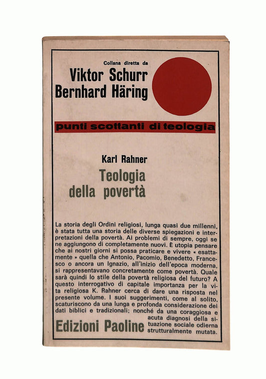 EBOND Teologia Della Poverta Karl Rahner Edizioni Paoline 1968 Libro LI043263