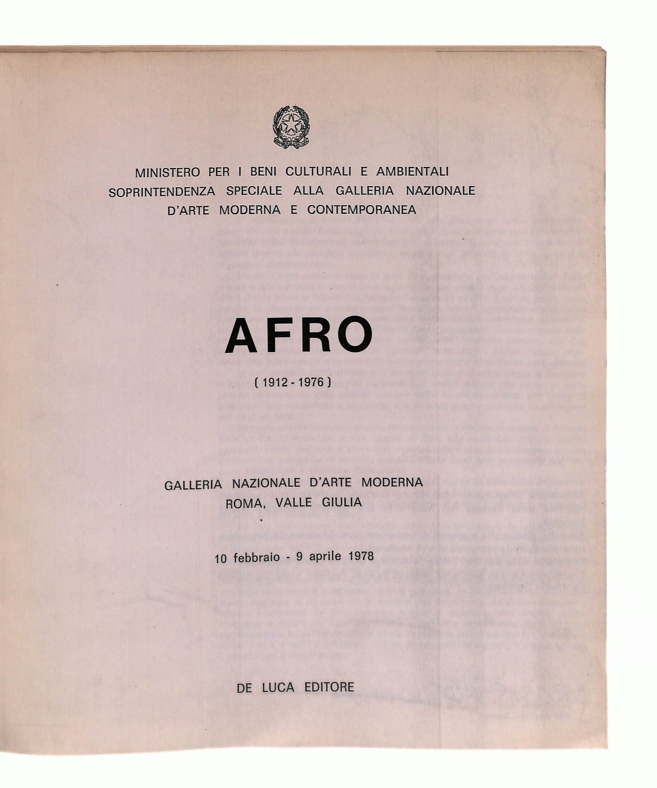 EBOND Afro 1912 1976 De Luca 1978 Libro LI043329