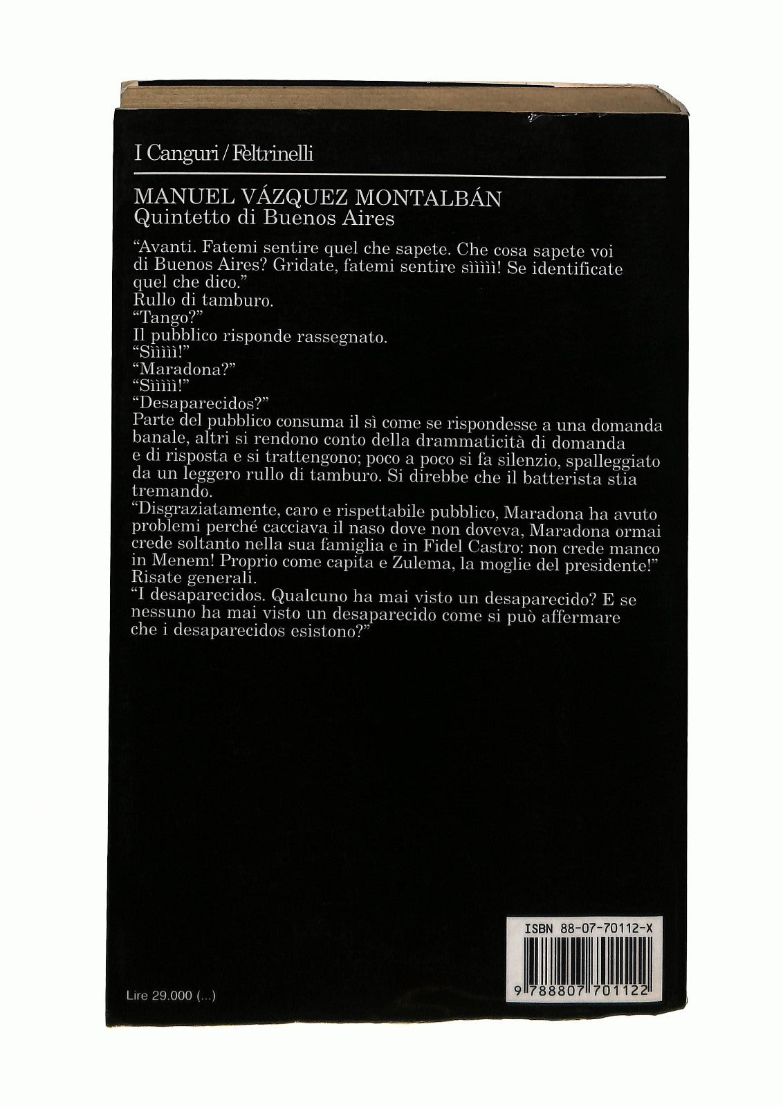 EBOND Quintetto Di Buenos Aires M V Montalban Feltrinelli 1999 Libro LI044030