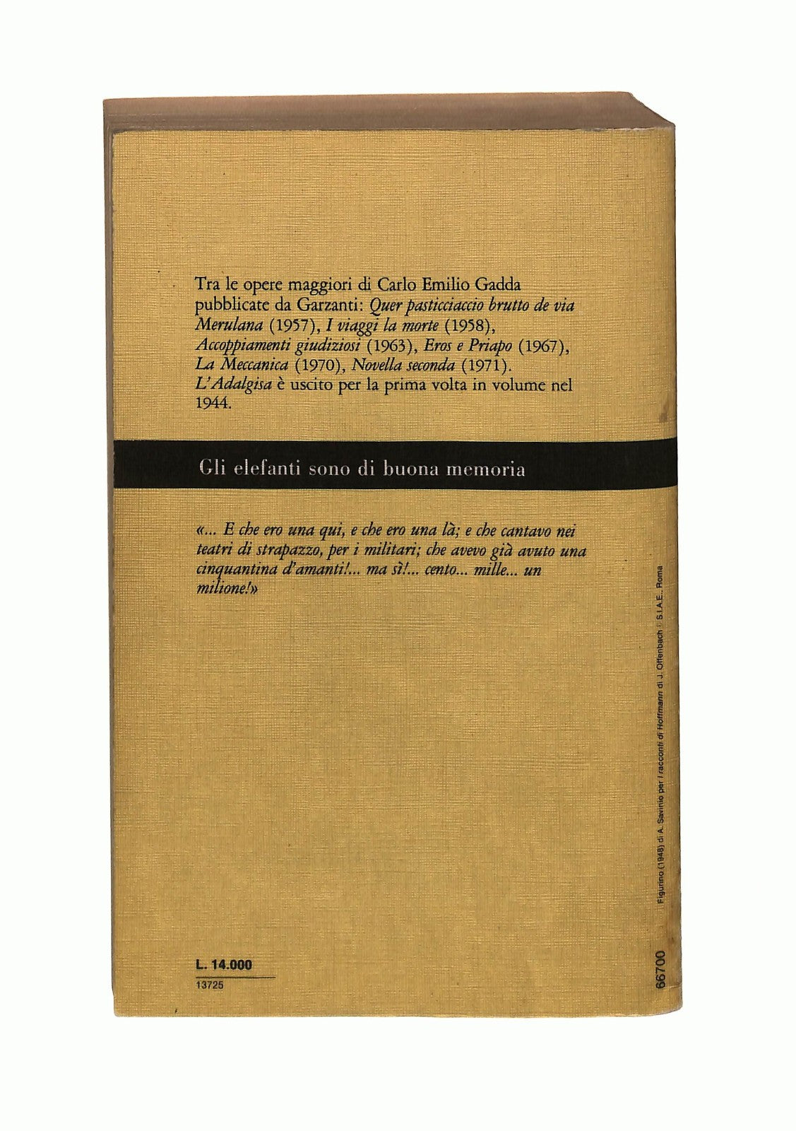 EBOND L Adalgisa Carlo Emilio Gadda Garzanti 1987 Libro LI044065