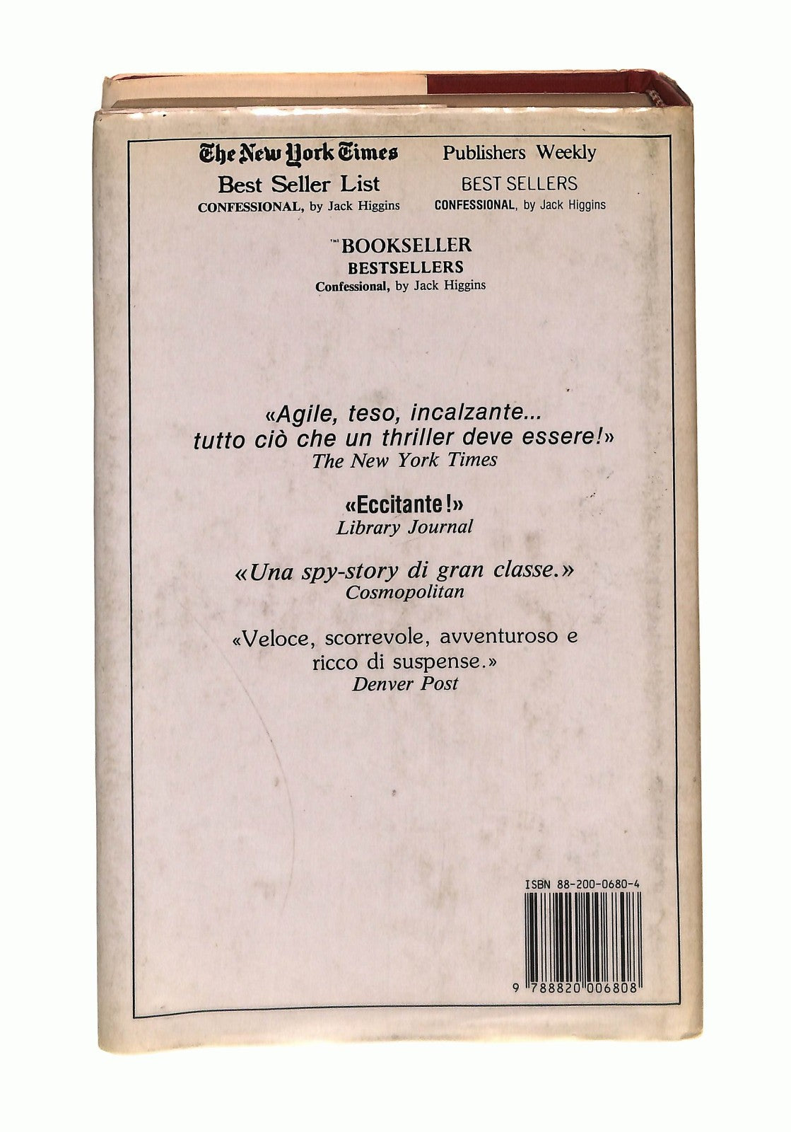 EBOND Confessionale Jack Higgins Sperling & Kupfer 1988 Libro LI044364