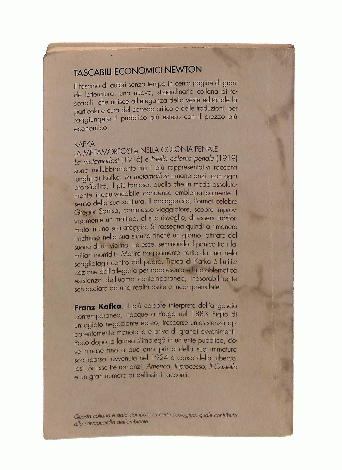 EBOND La Metamorfosi e Nella Colonia Penale Kafka Newton Libro LI044656