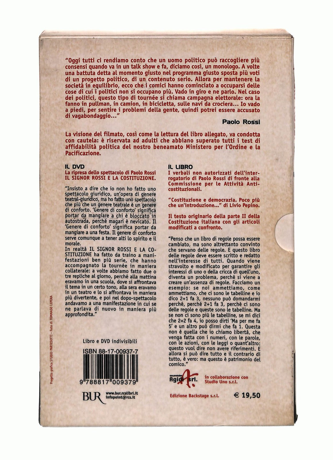 EBOND Il Sig Rossi e La Costituzione Paolo Rossi Rizzoli Con DVD Libro LI045054
