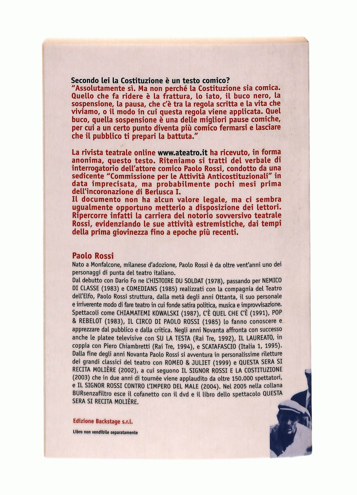 EBOND Il Sig Rossi e La Costituzione Paolo Rossi Rizzoli Con DVD Libro LI045054