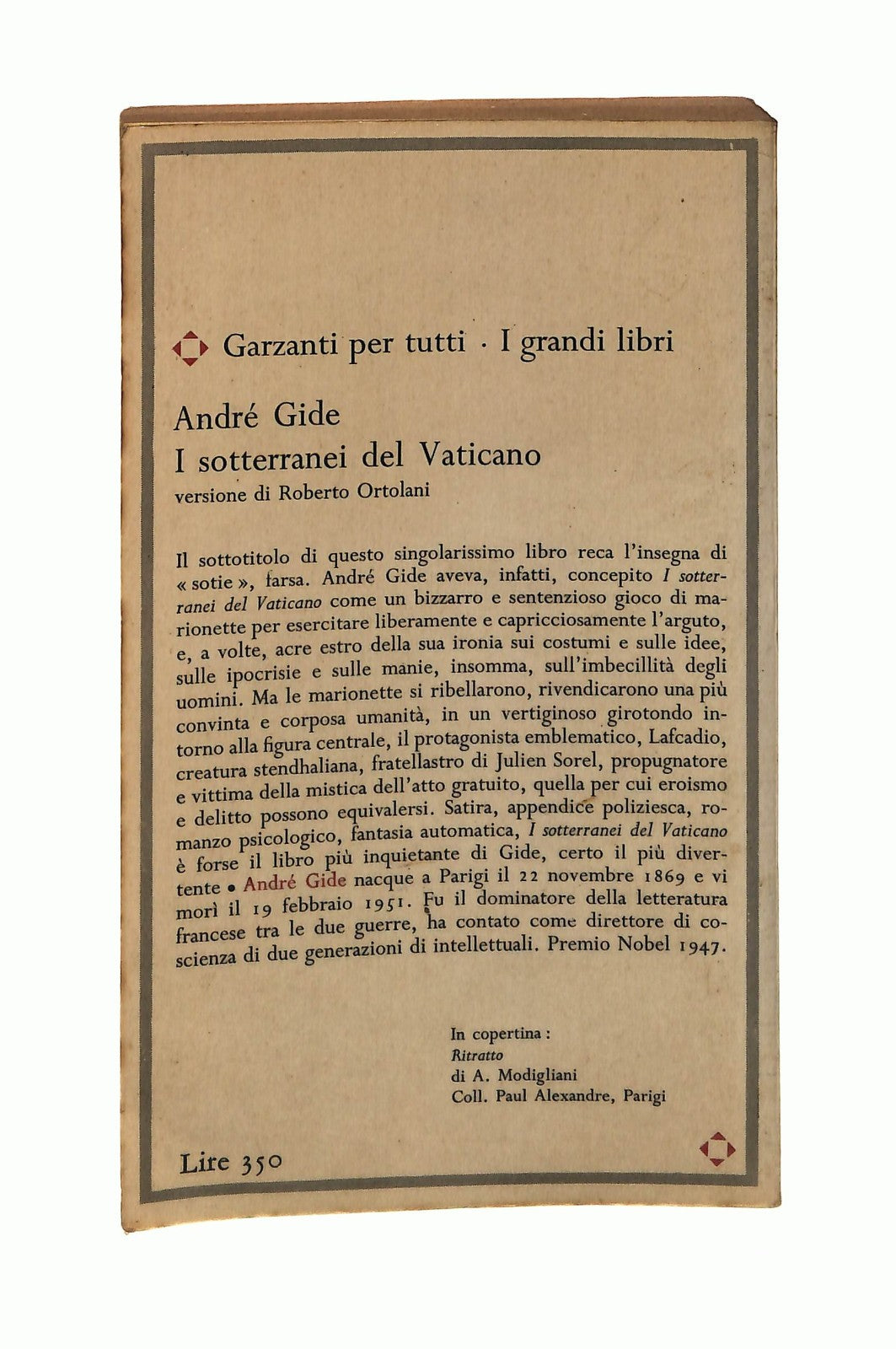 EBOND I Sotterranei Del Vaticano Andre Gide Garzanti 1965 Libro LI045613