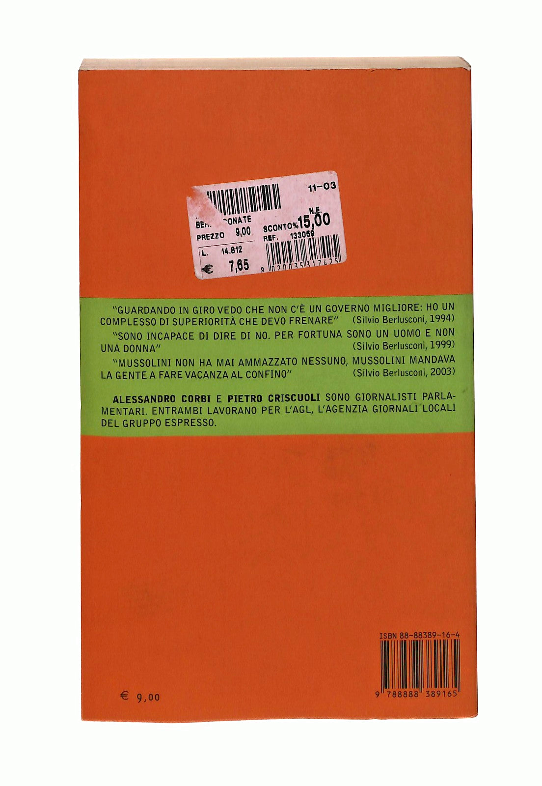 EBOND Berlusconate Corbi Criscuoli Nutrimenti Libro LI046210