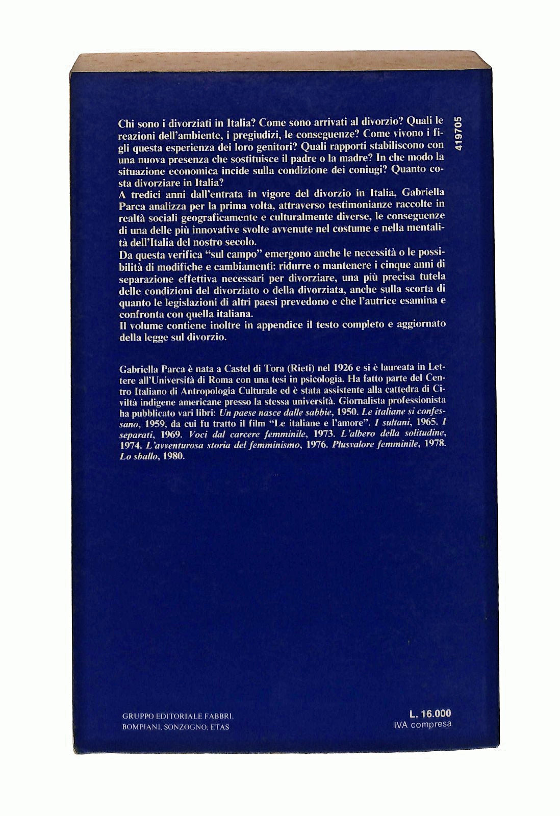 EBOND I Divorziati Gabriella Parca Bompiani 1984 Libro LI046335