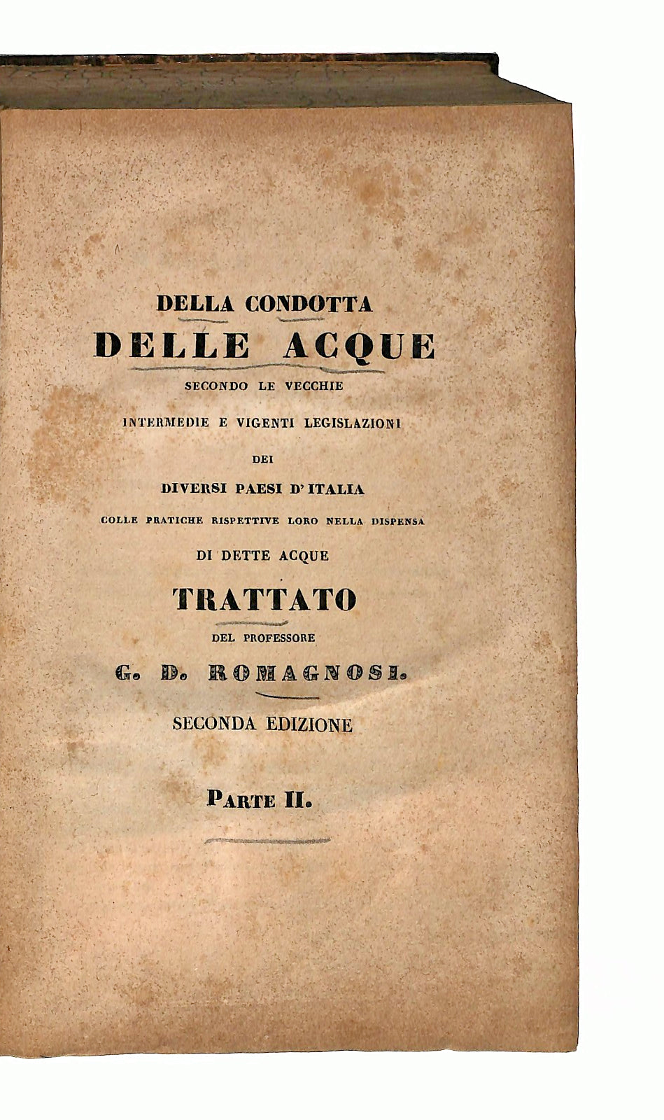 EBOND Condotta Delle Acque Parte Seconda G D Romagnosi Libro LI046677