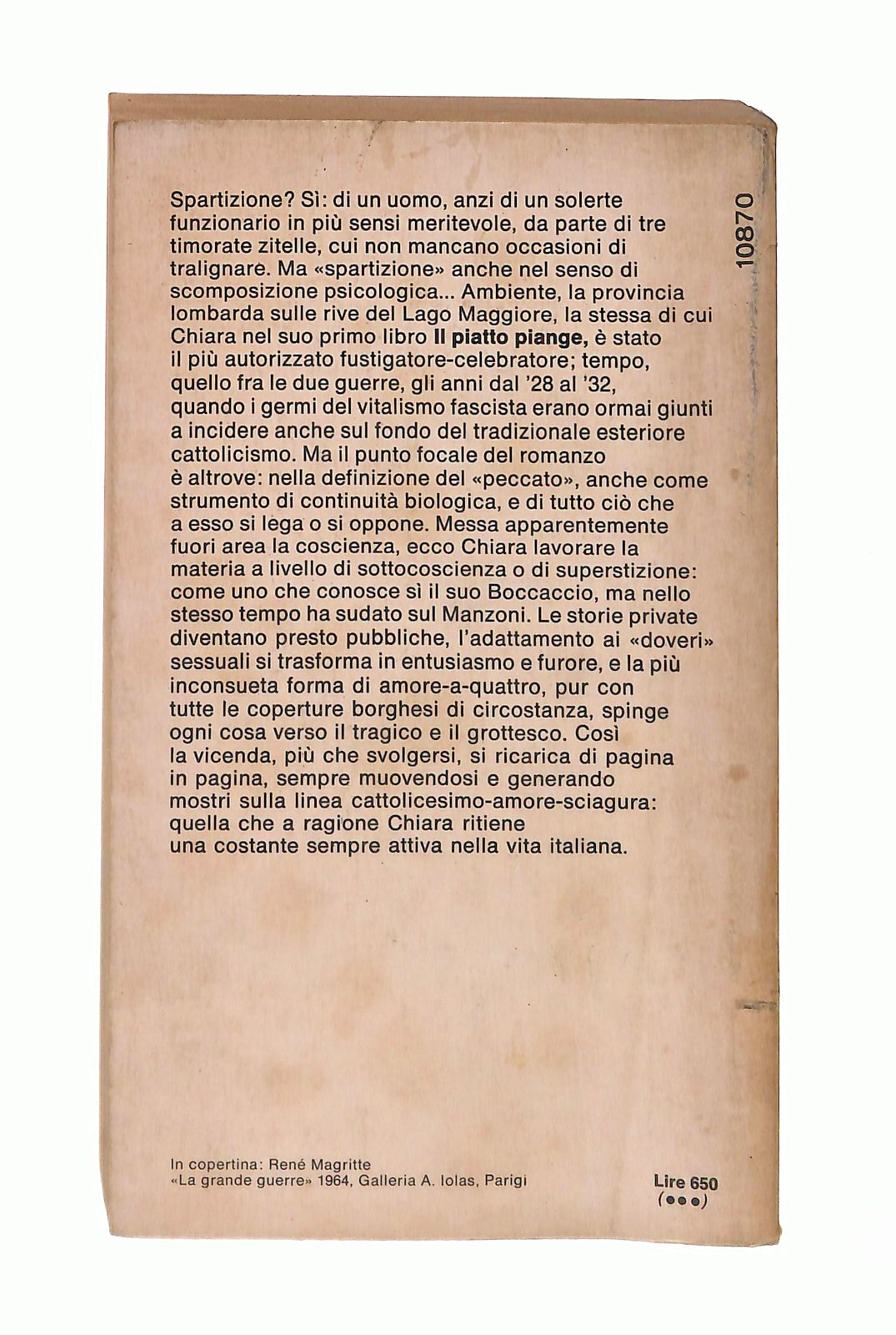 EBOND La Spartizione Piero Chiara Mondadori 1973 Libro LI046686