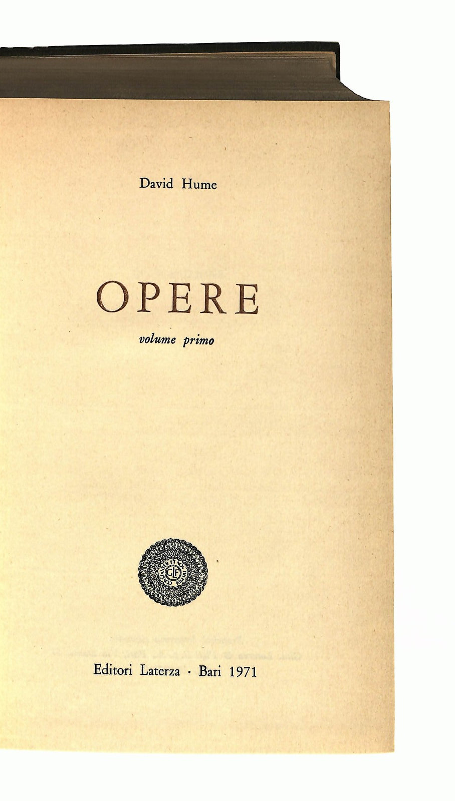 EBOND Opere Volume Primo Hume Laterza 1971 Libro LI047026