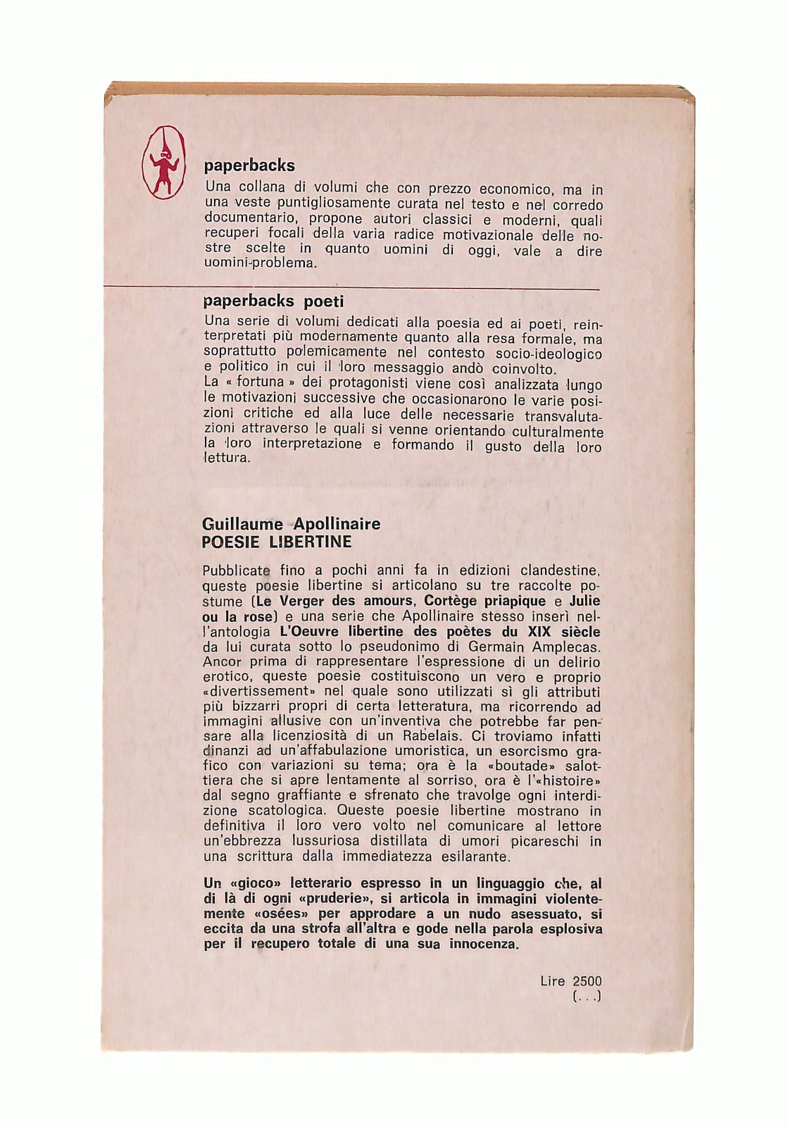 EBOND Apollinaire Poesie Libertine Newton 1980 Francese a Fronte Libro LI047090