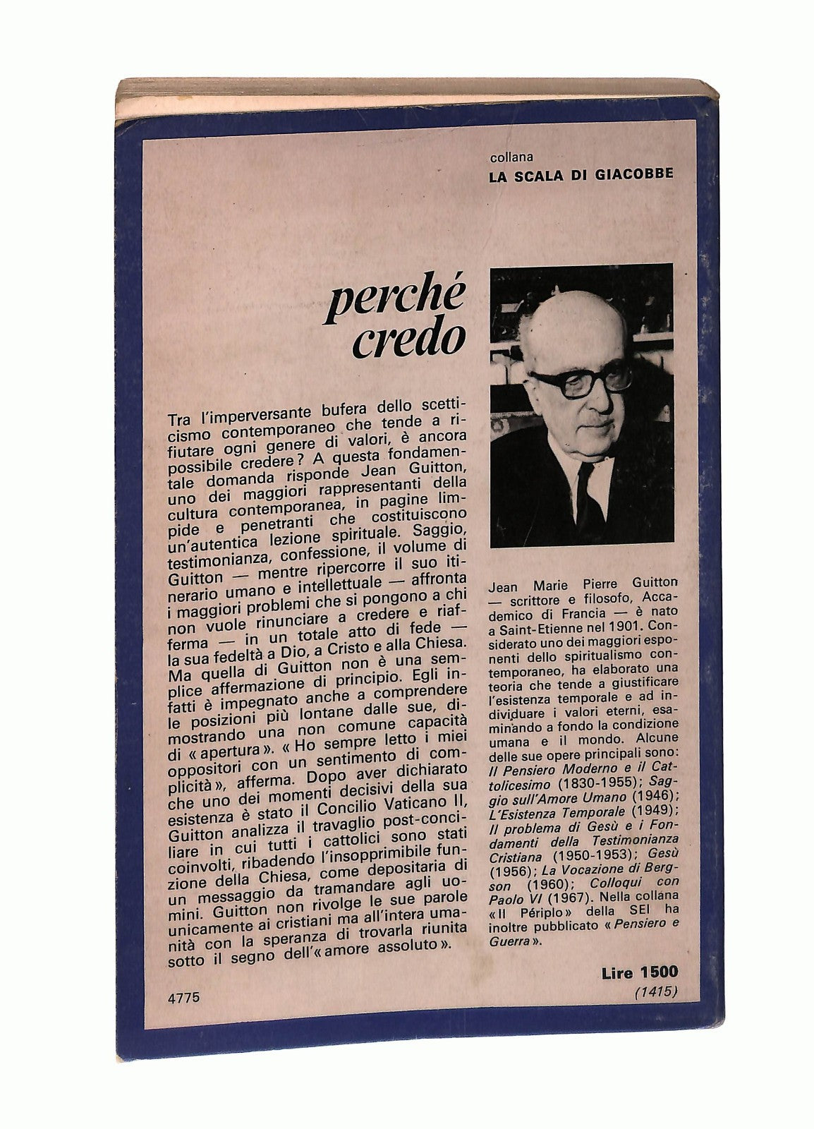 EBOND Perche Credo Jean Guitton Sei 1972 Libro LI047353