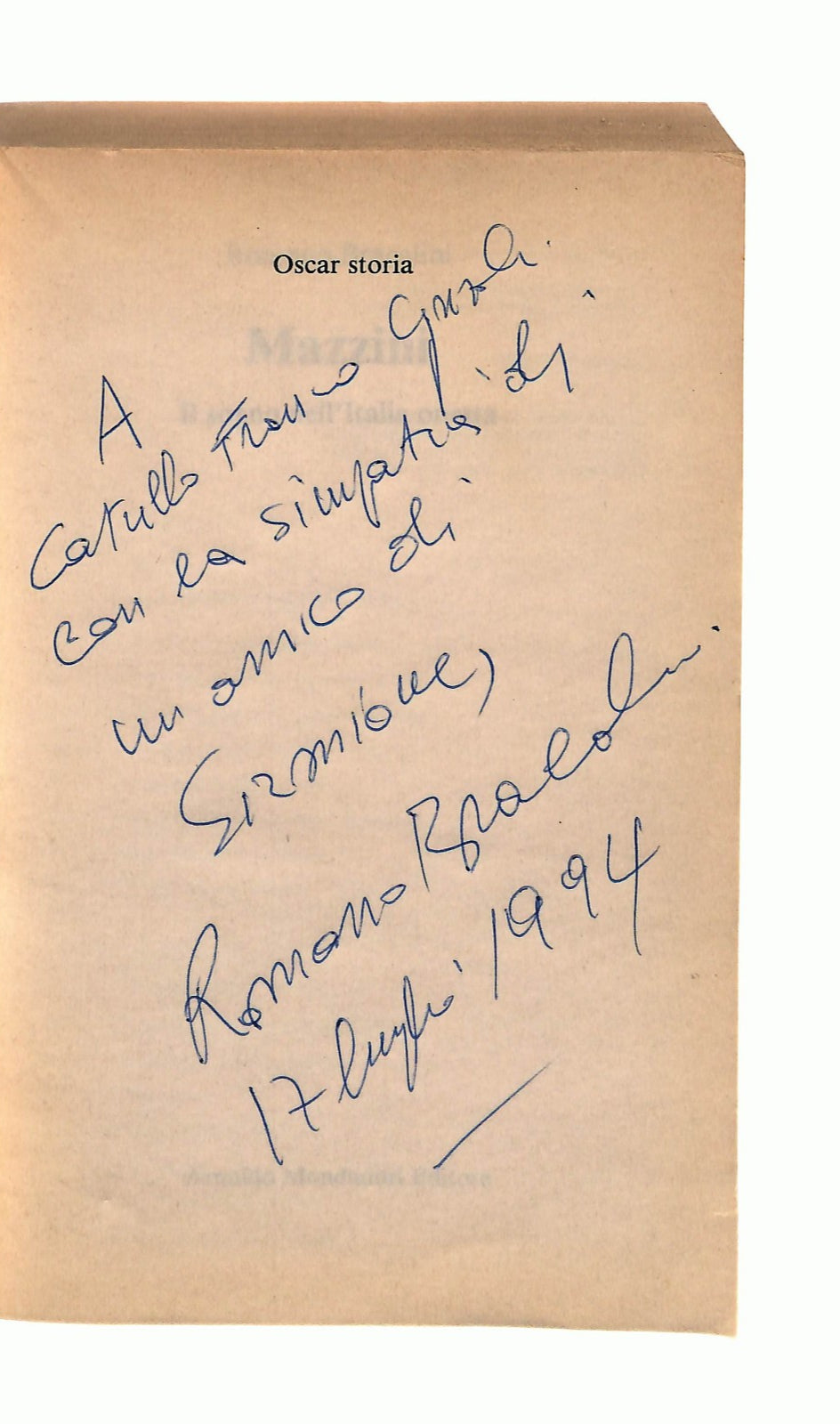 EBOND Mazzini Romano Bracalini Mondadori 1994 Con Dedica Autore Libro LI048010