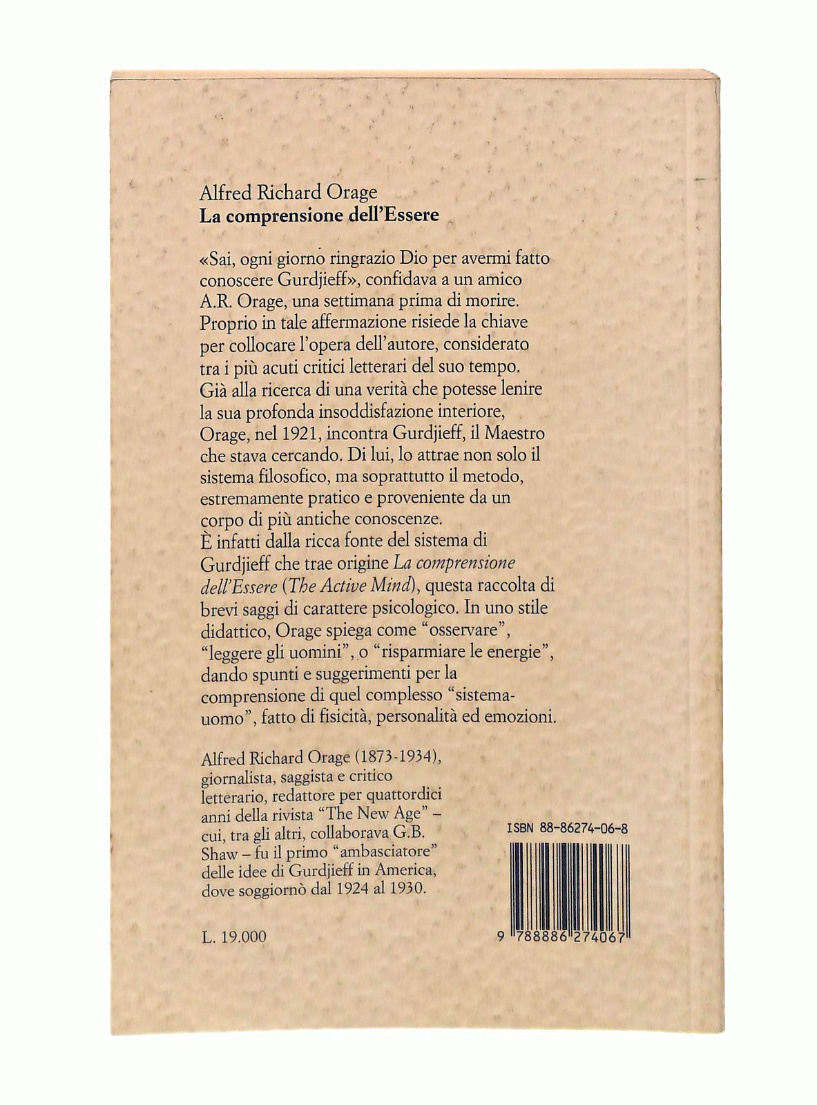 EBOND La Comprensione Dell Essere Alfred Richard Orage Adea 1995 Libro LI048378