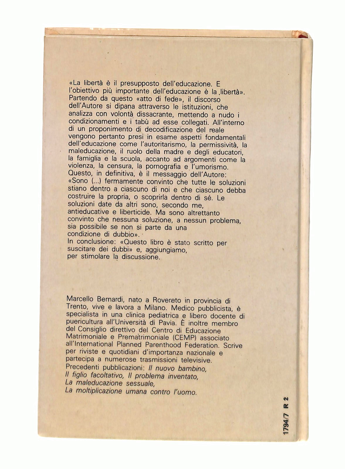 EBOND Educazione e Liberta Marcello Bernardi Varia Club 1981 Libro LI048604