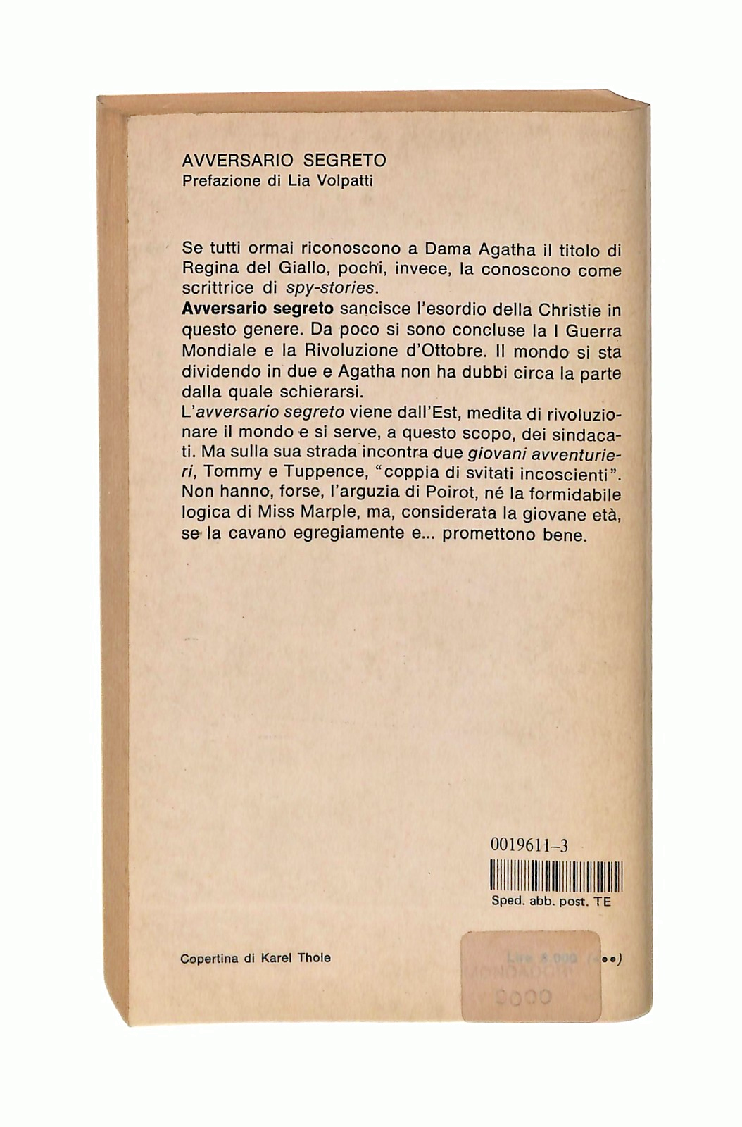 EBOND Avversario Segreto Agatha Christie Mondadori 1990 Libro LI048693