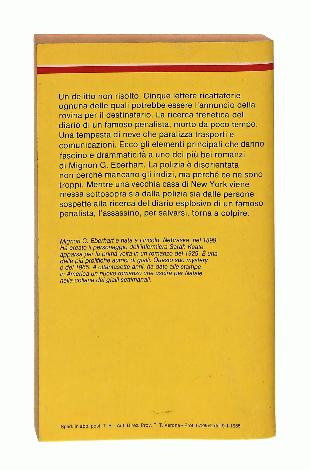 EBOND Riservata Personale Eberhart Classici Giallo Mondadori 1986 Libro LI048756