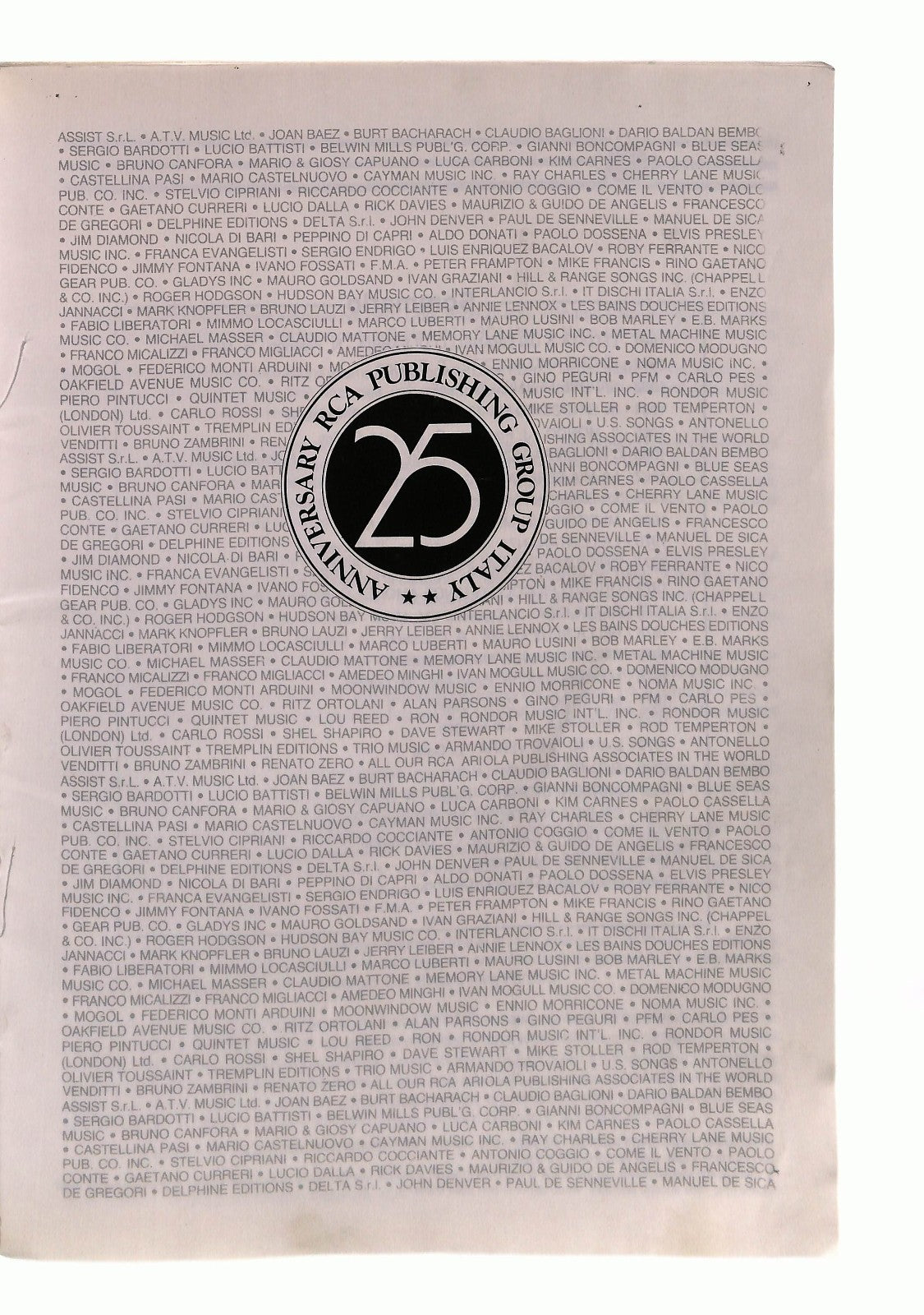 EBOND Gruppo Editoriale Rca Anniversario 25 Anni Con Spartiti Libro LI048793