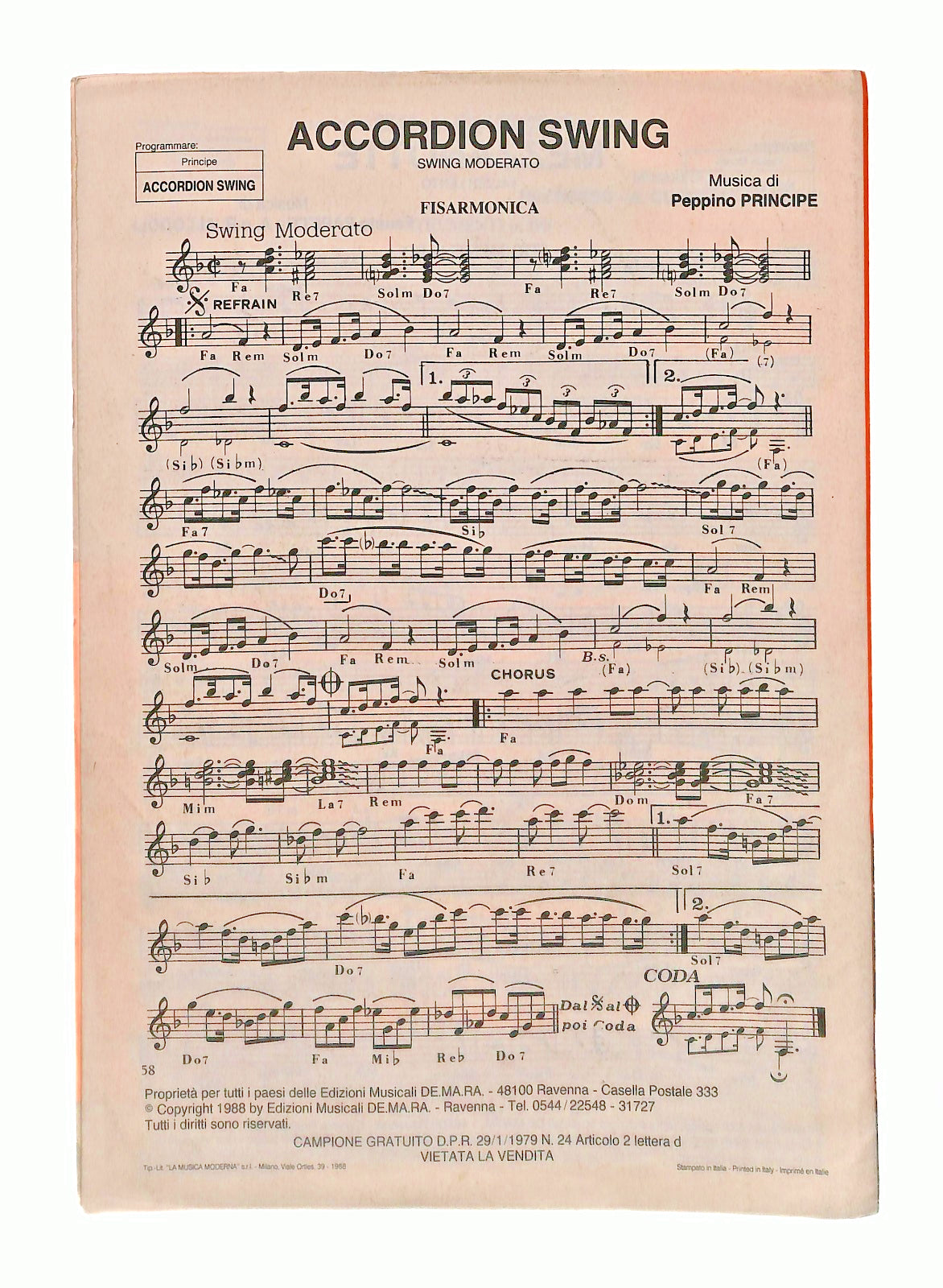 EBOND Fili D Oro Nini Rosso Mezzanotte 1988 Spartito Con 2 Fogli Libro LI049414