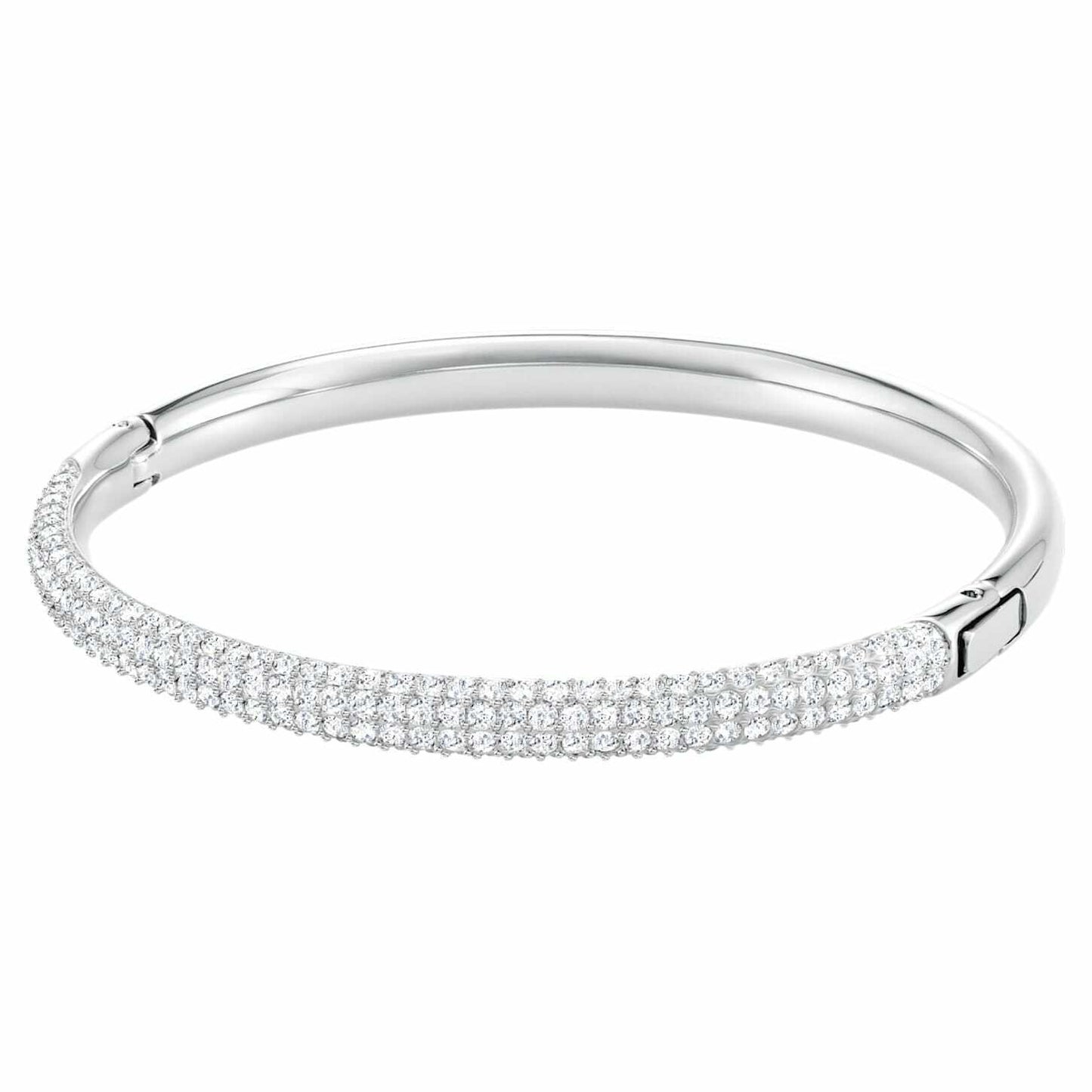 Swarovski 5032845 Bracciale rigido Stone Bianco, Placcato rodio TAGLIA S