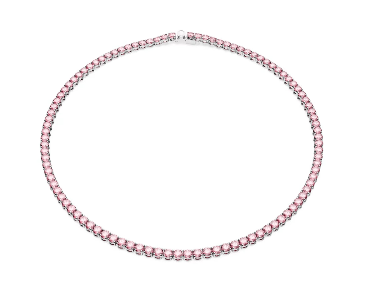 Swarovski 5681800 Collana Matrix Tennis Taglio tondo Piccola Rosa Placcato Rodio