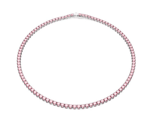 Swarovski 5681800 Collana Matrix Tennis Taglio tondo Piccola Rosa Placcato Rodio