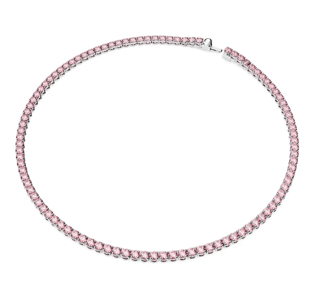 Swarovski 5681800 Collana Matrix Tennis Taglio tondo Piccola Rosa Placcato Rodio