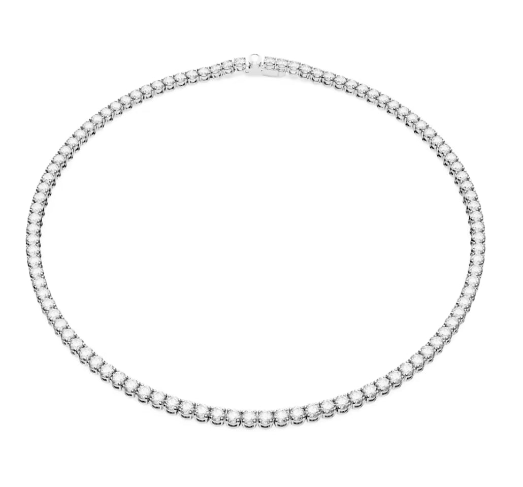 Swarovski 5681796 Collana Matrix Tennis Taglio tondo Piccola Bianca Plac. Rodio