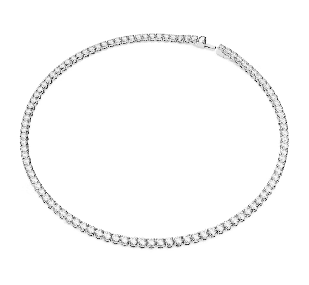 Swarovski 5681796 Collana Matrix Tennis Taglio tondo Piccola Bianca Plac. Rodio