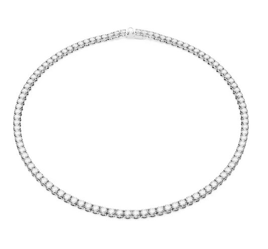 Swarovski 5681801 Collana Matrix Tennis Taglio tondo Piccola Bianca Plac. Rodio