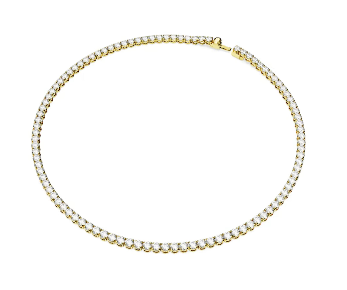 Swarovski 5681795 Collana Matrix Tennis Taglio tondo Piccola Bianca Placcato Oro