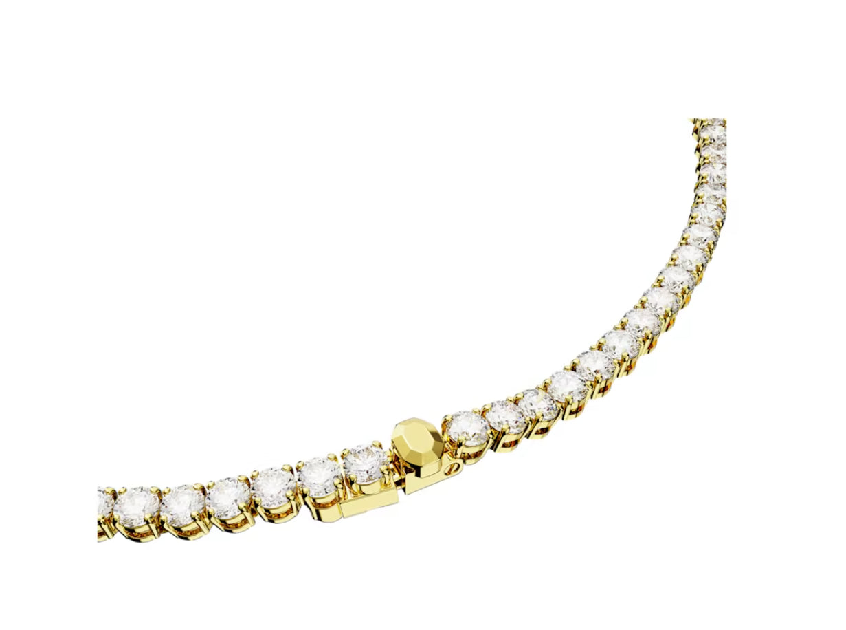 Swarovski 5681795 Collana Matrix Tennis Taglio tondo Piccola Bianca Placcato Oro