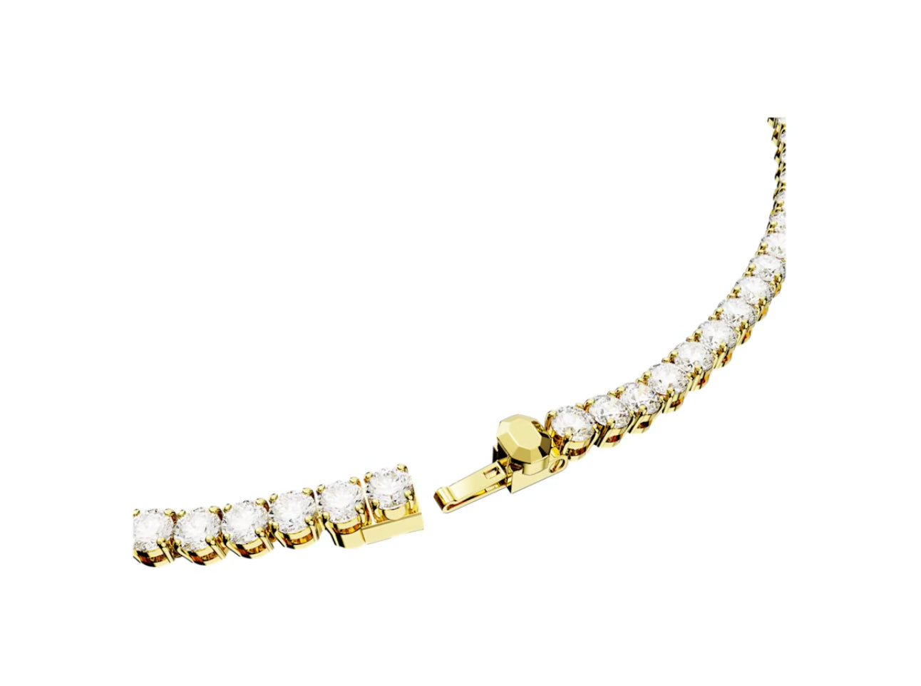 Swarovski 5681795 Collana Matrix Tennis Taglio tondo Piccola Bianca Placcato Oro