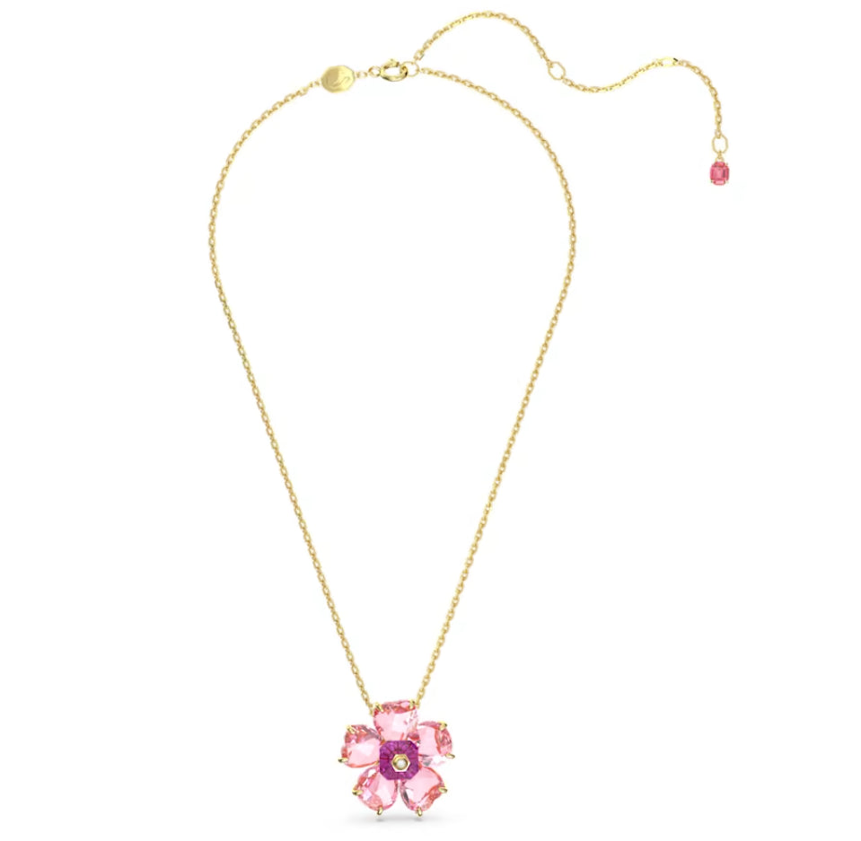 Swarovski 5650569 Collana Florere Fiore Rosa Placcato Oro