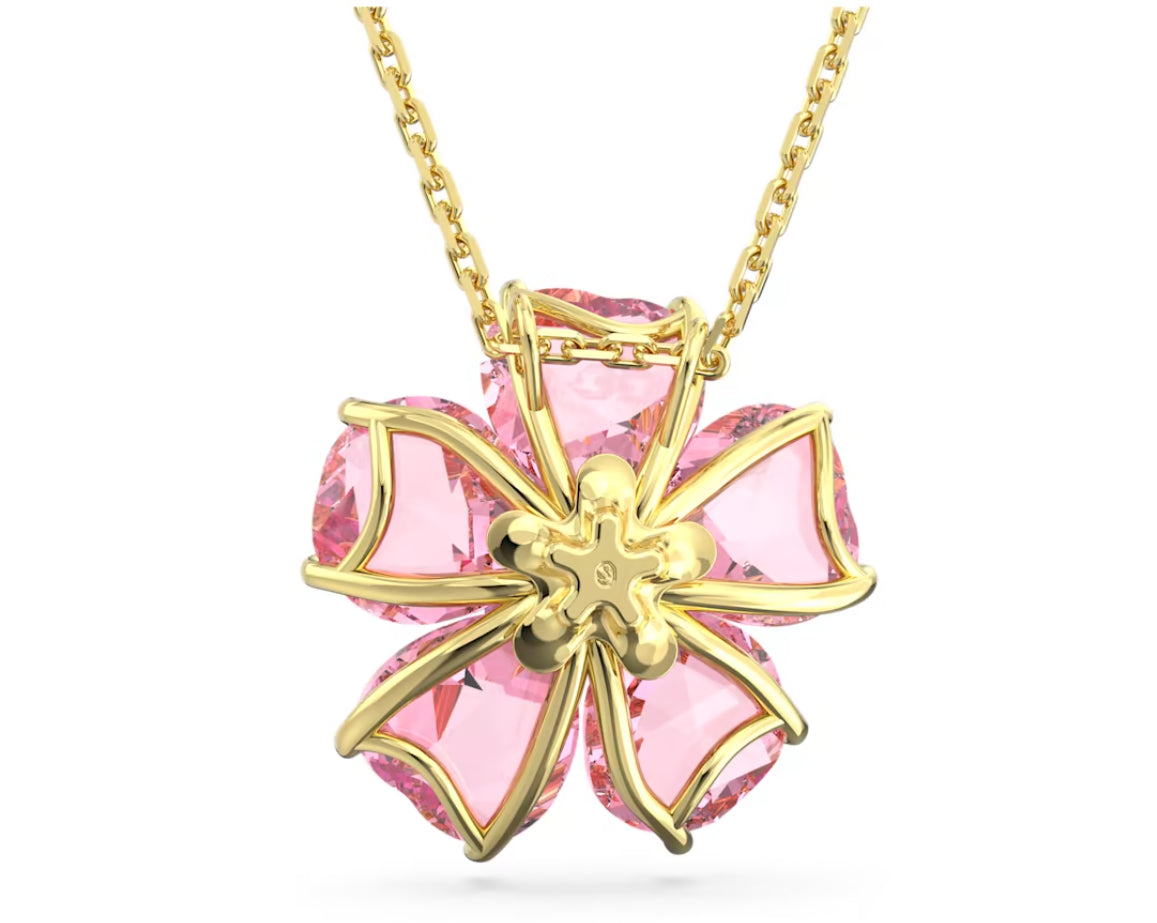 Swarovski 5650569 Collana Florere Fiore Rosa Placcato Oro