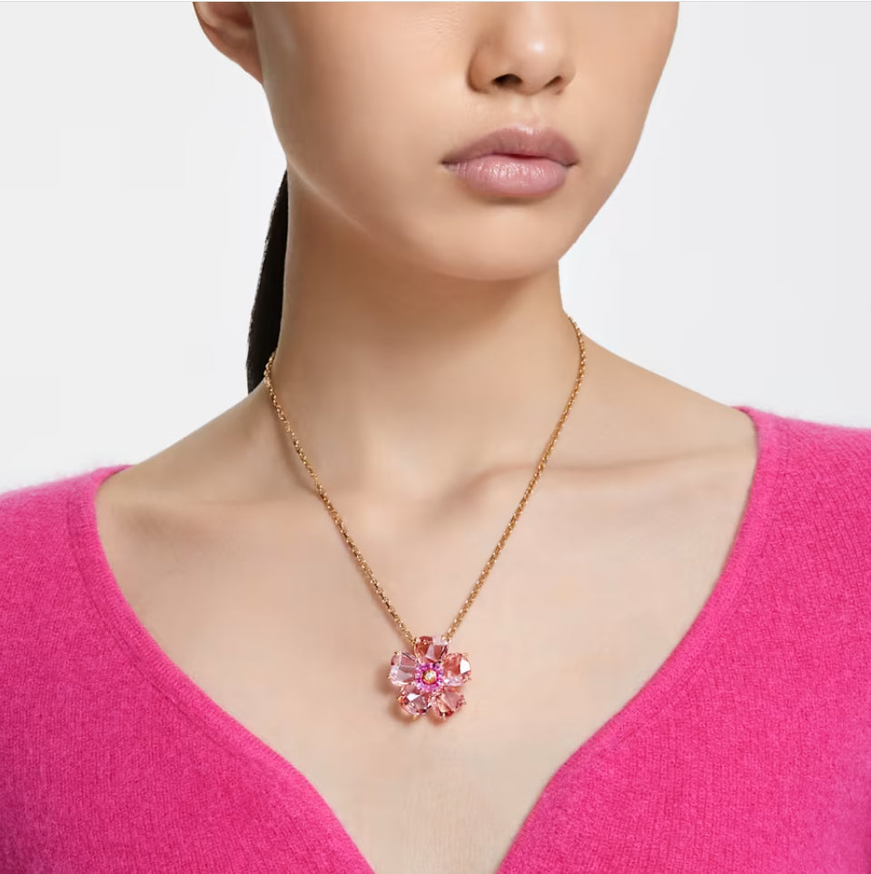 Swarovski 5650569 Collana Florere Fiore Rosa Placcato Oro