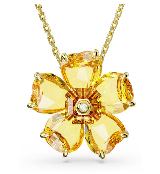 Swarovski 5650570 Collana Florere Fiore Giallo Placcato Oro