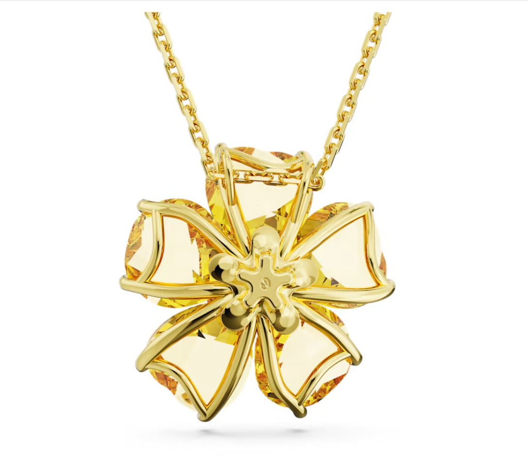 Swarovski 5650570 Collana Florere Fiore Giallo Placcato Oro
