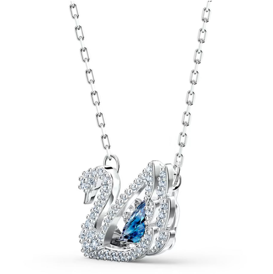 Swarovski 5533397 Collana Dancing Swan Cigno Blu Placcato Rodio