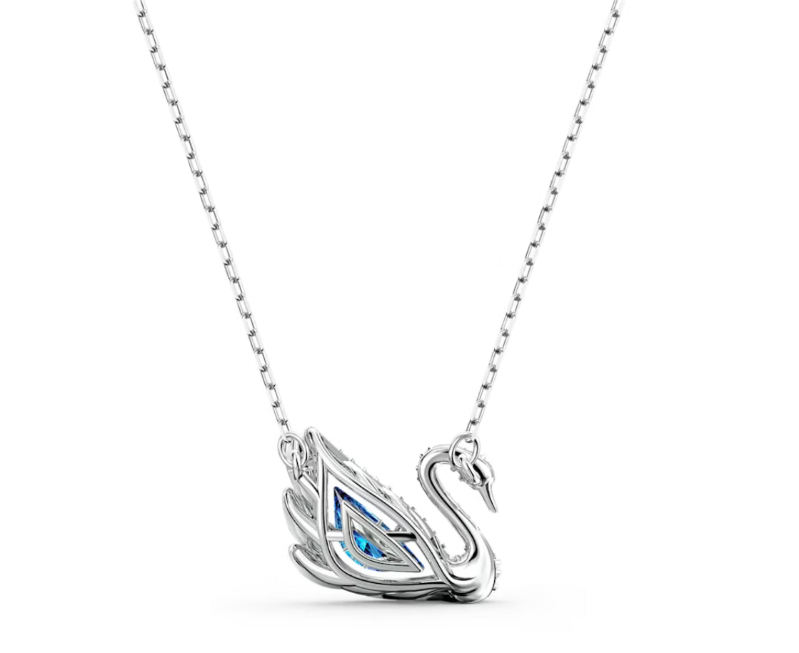 Swarovski 5533397 Collana Dancing Swan Cigno Blu Placcato Rodio