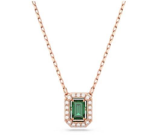 Swarovski 5650069 Collana Millenia Taglio ottagonale, Verde, Placcato oro