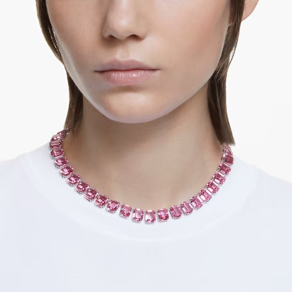 Swarovski 5608807 Collana Millenia Taglio Ottagonale Rosa Placcato rodio