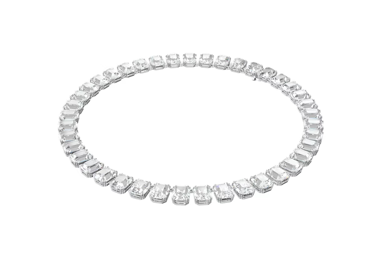 Swarovski 5614929 Taglio Ottagonale Bianca Placcato rodio