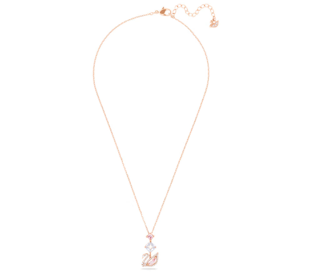 Swarovski 5473024 Collana a Y Dazzling Swan Cigno Rosa Placcato Oro Rosa