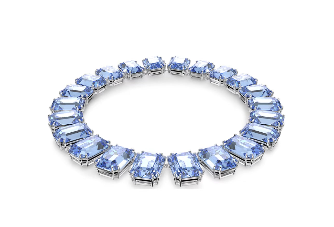 Swarovski 5609703 Collana Millenia Cristallioversize Taglio ottagonale Blu Rodio