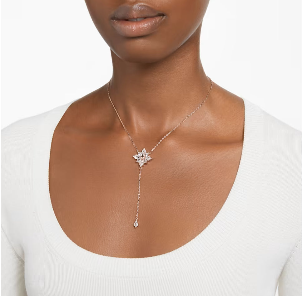 Swarovski 5645383 Collana a Y Stella Taglio Kite Stella Bianco Placcato Oro Rosa