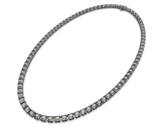 Swarovski 5613900 Collana Millenia Taglio squadrato Lunga Grigia Plac. Rutenio