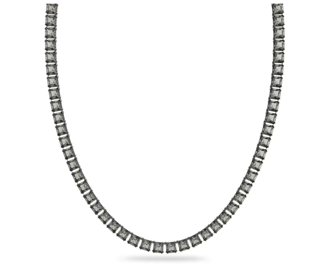 Swarovski 5613900 Collana Millenia Taglio squadrato Lunga Grigia Plac. Rutenio