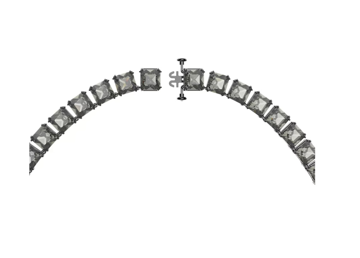 Swarovski 5613900 Collana Millenia Taglio squadrato Lunga Grigia Plac. Rutenio